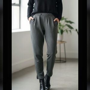 Betabrand women's dress pants mid rise slim fit open ankles pleated front M.
